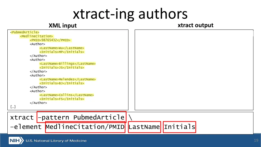 xtract ing authors xml input