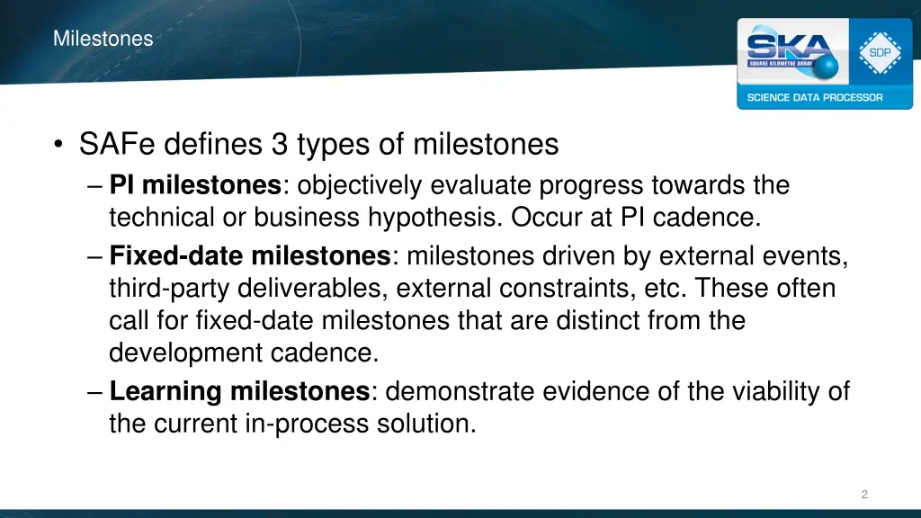 milestones