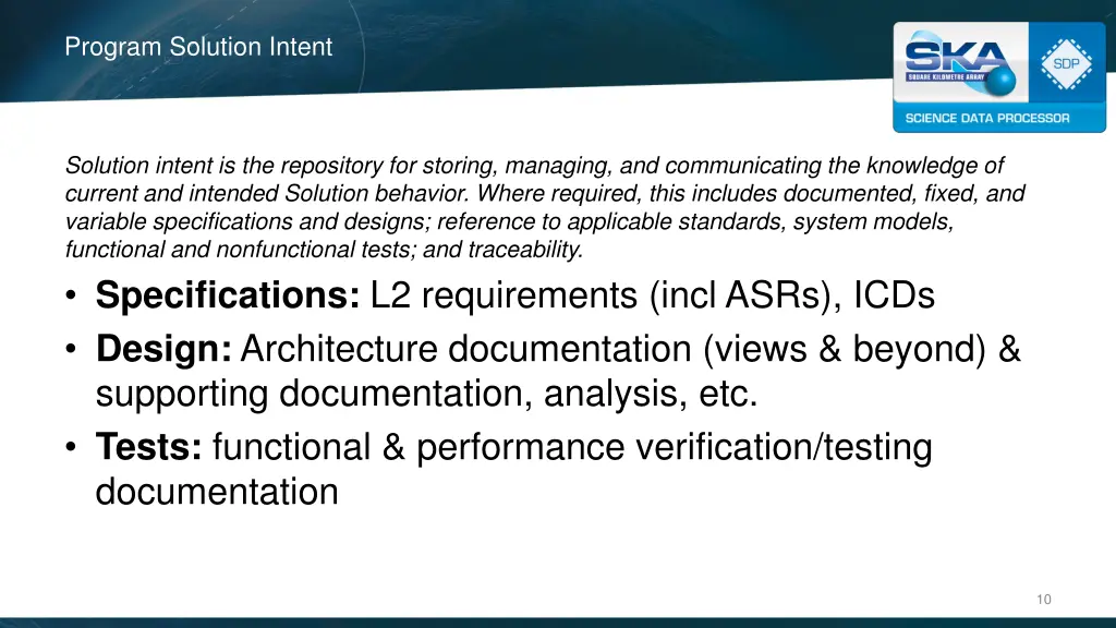 program solution intent