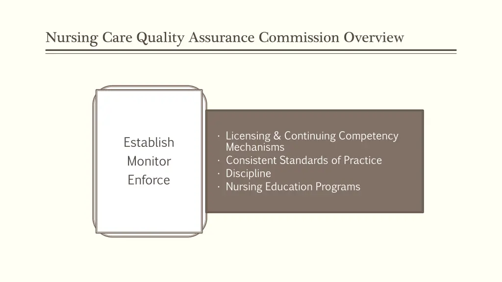 nursing care quality assurance commission overview