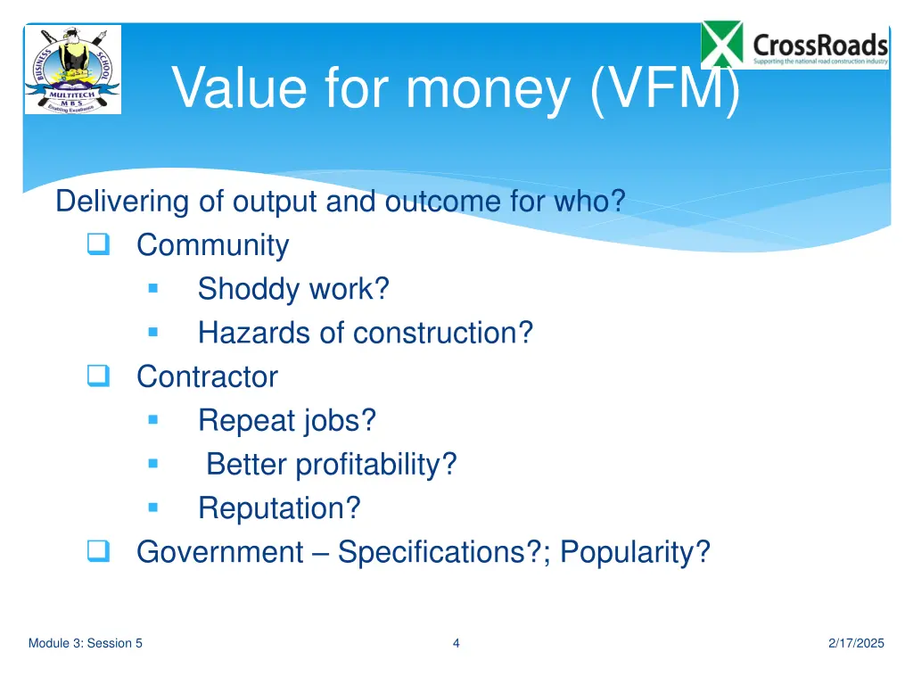 value for money vfm