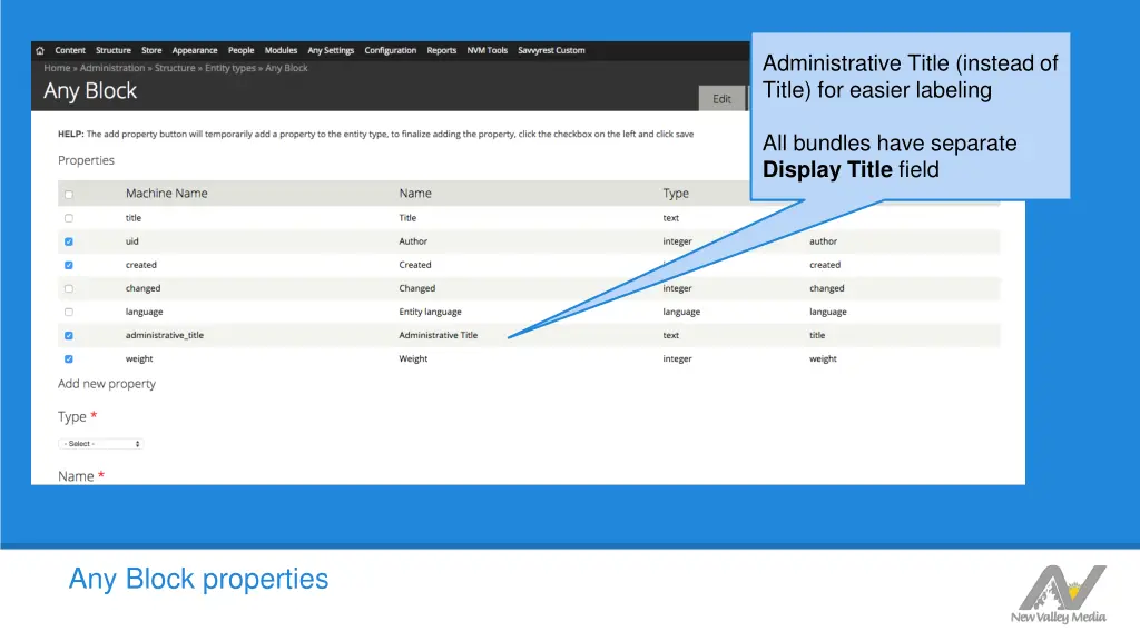 administrative title instead of title for easier