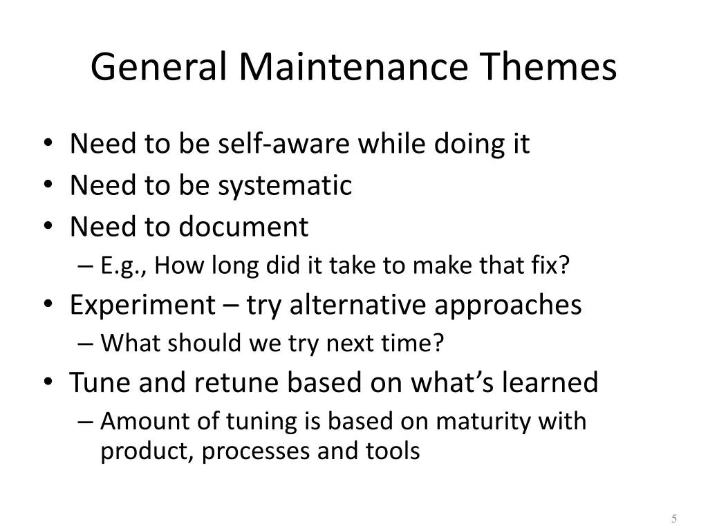 general maintenance themes