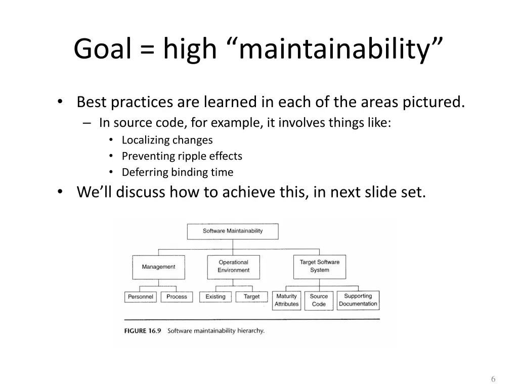 goal high maintainability