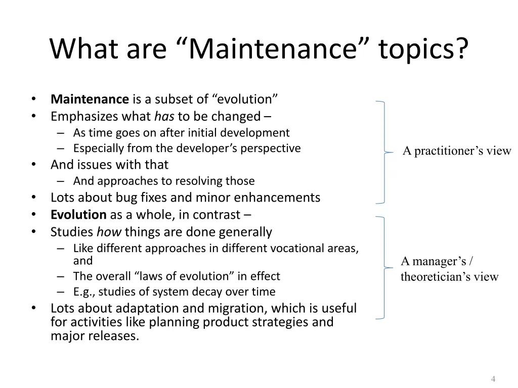 what are maintenance topics