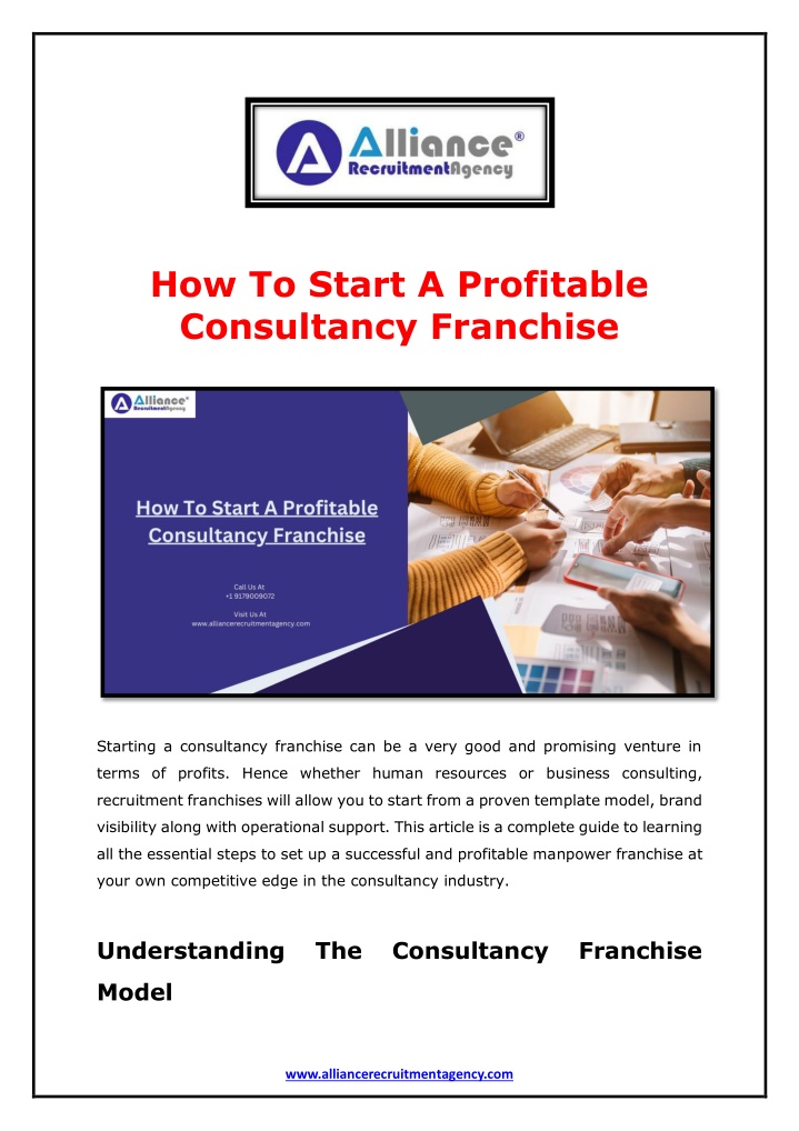 how to start a profitable consultancy franchise