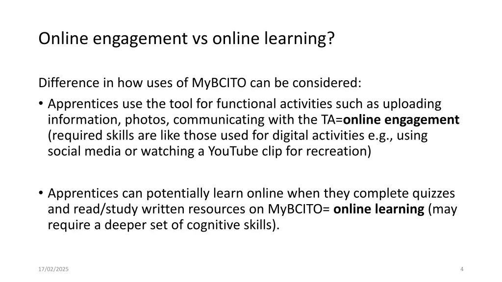 online engagement vs online learning