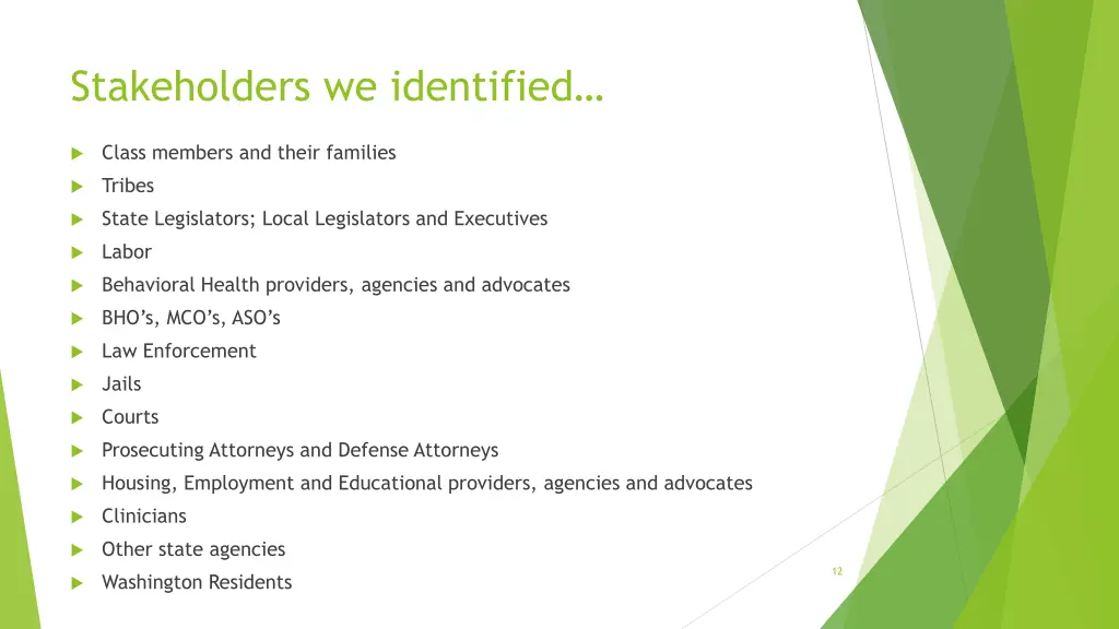 stakeholders we identified