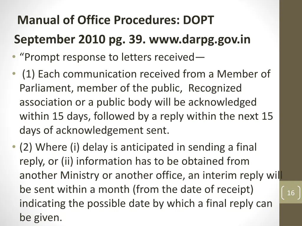 manual of office procedures dopt september 2010