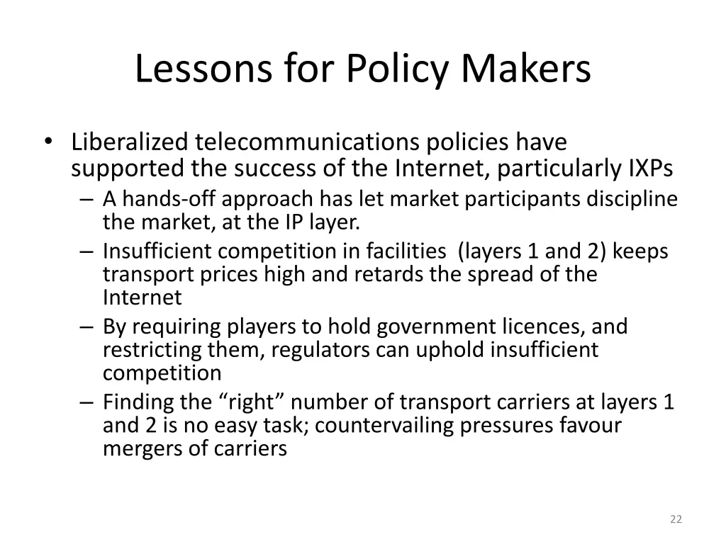 lessons for policy makers