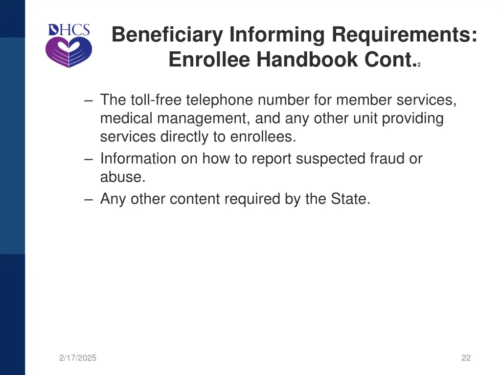 beneficiary informing requirements enrollee 2