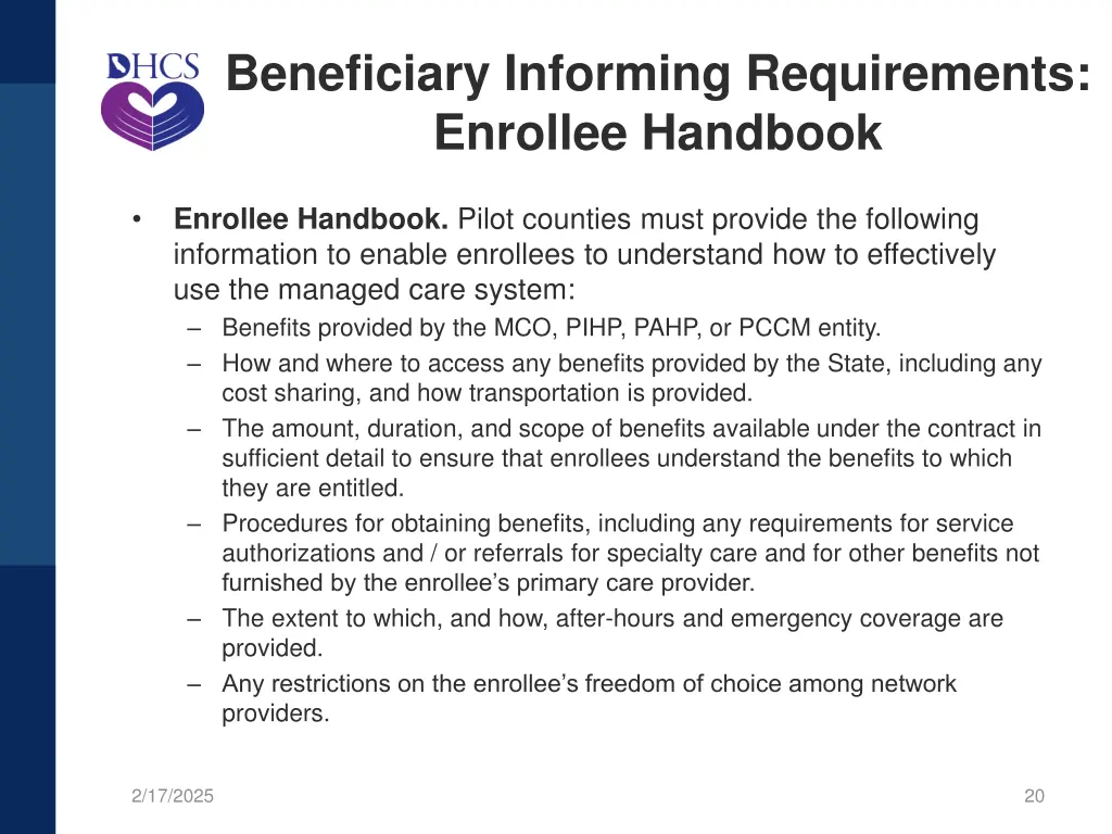 beneficiary informing requirements enrollee