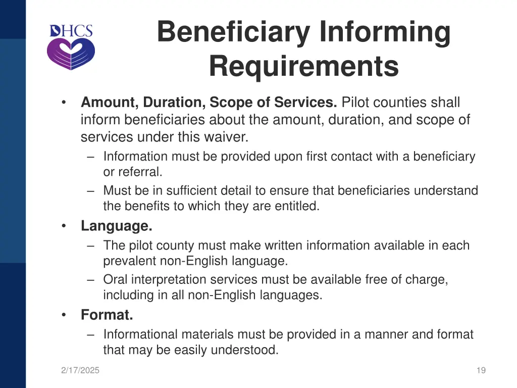 beneficiary informing requirements