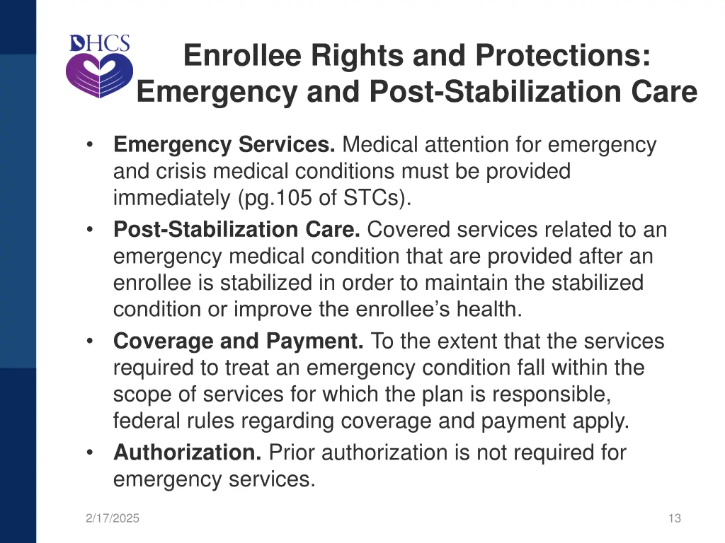 enrollee rights and protections emergency