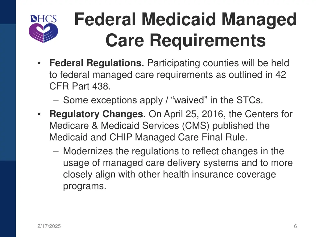 federal medicaid managed care requirements