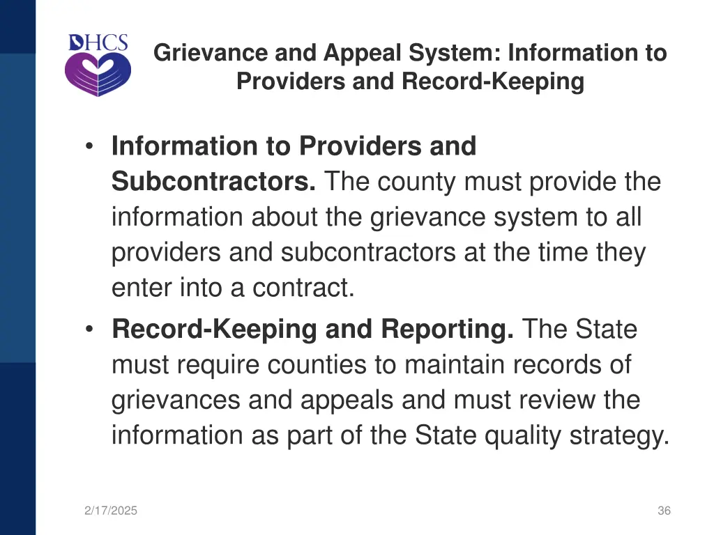 grievance and appeal system information