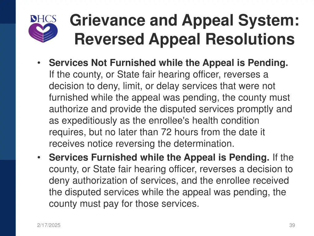 grievance and appeal system reversed appeal