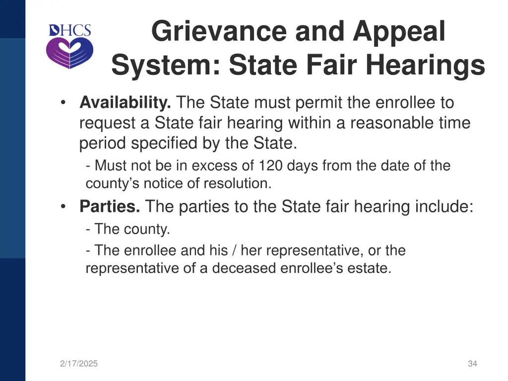 grievance and appeal system state fair hearings