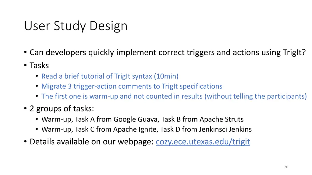 user study design