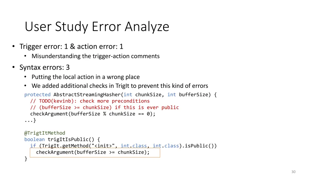 user study error analyze