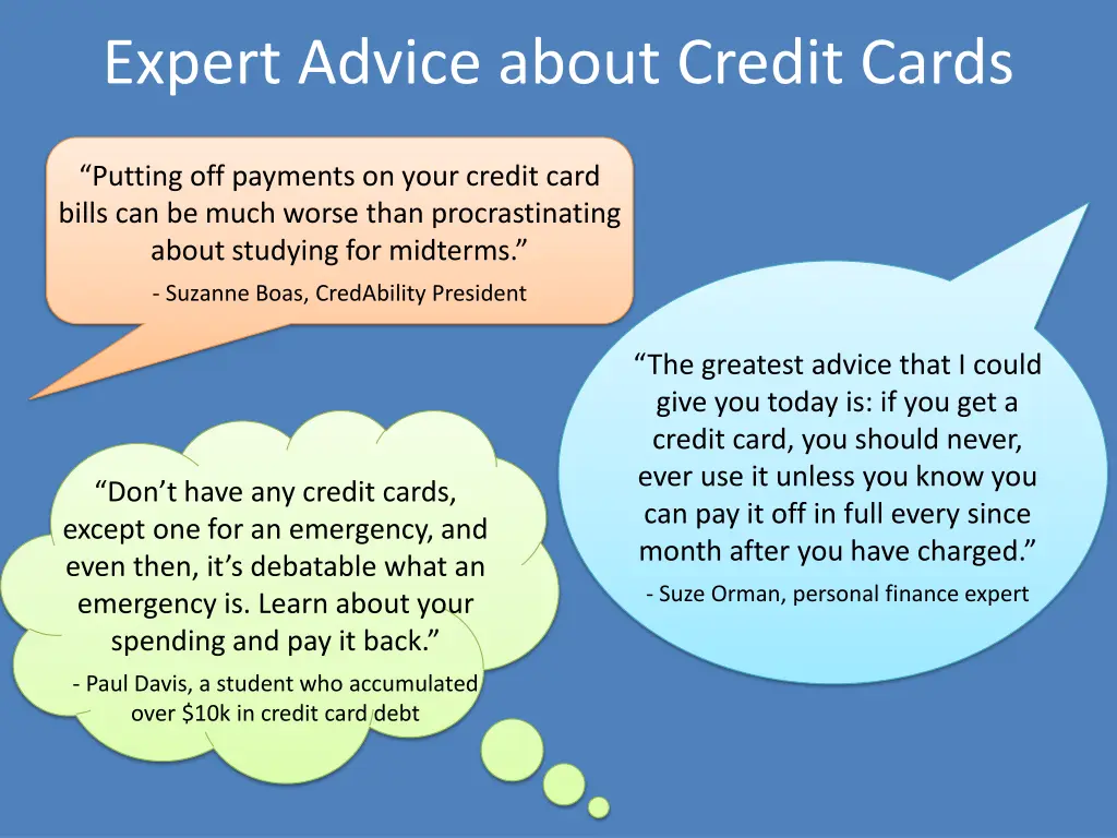 expert advice about credit cards