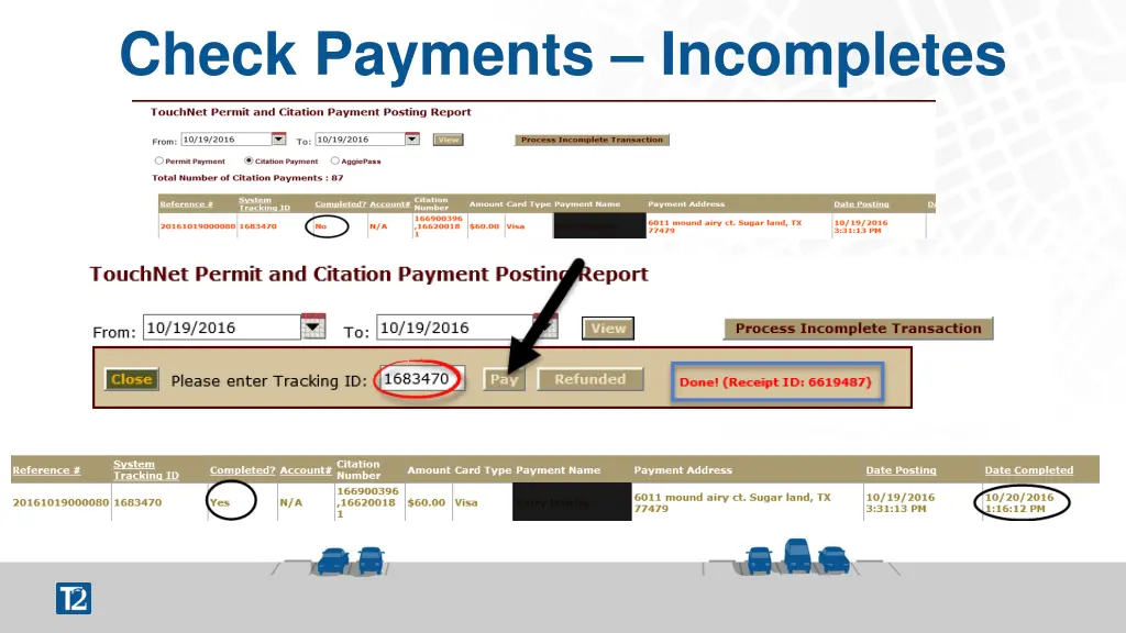 check payments incompletes