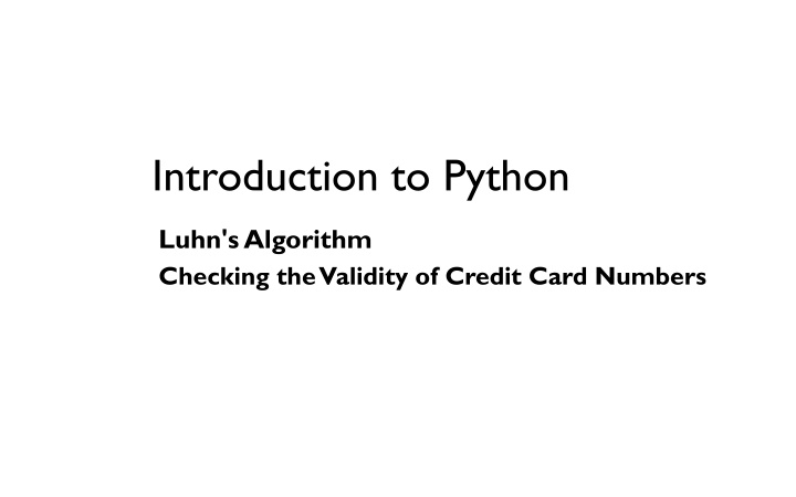 introduction to python