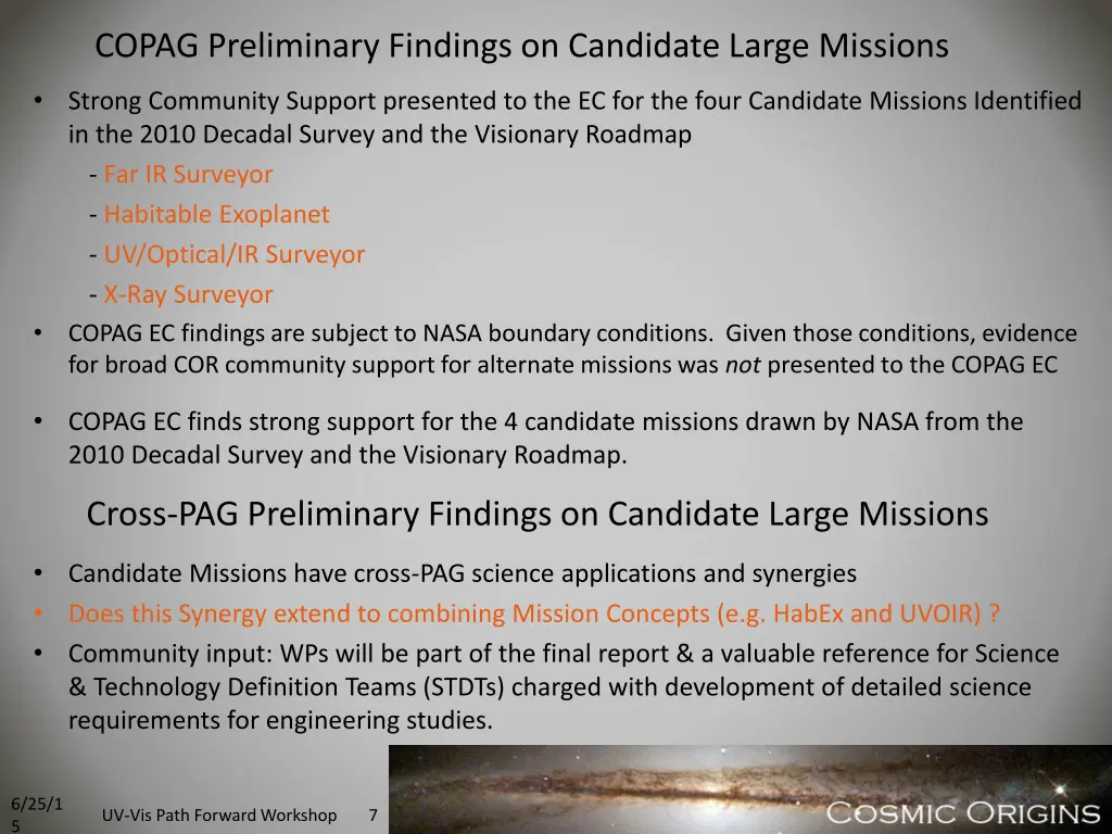 copag preliminary findings on candidate large