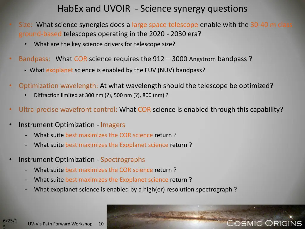 habex and uvoir science synergy questions