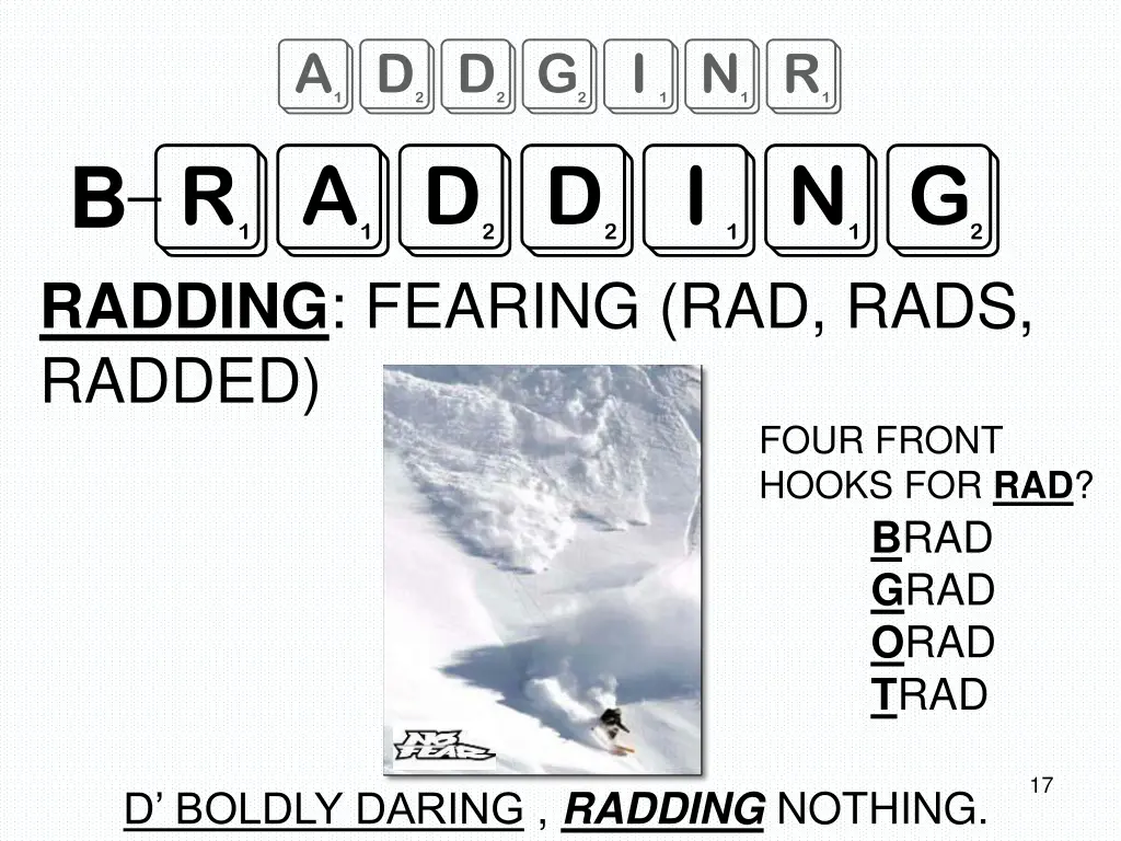 addginr radding radding fearing rad rads radded