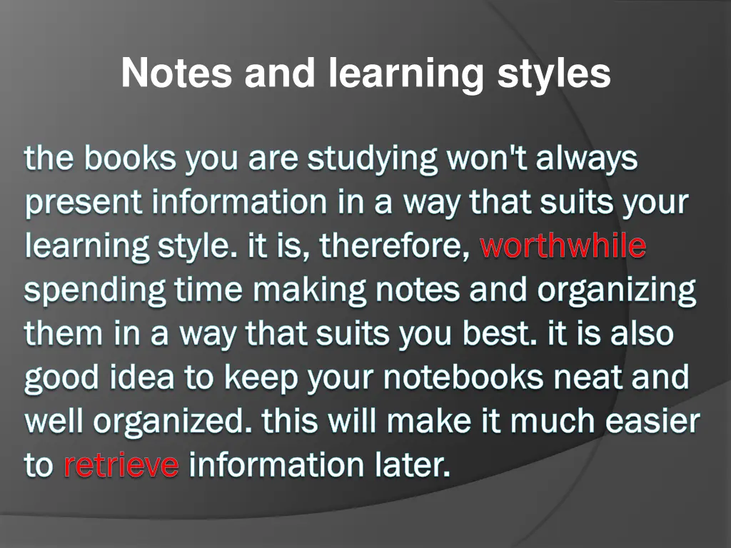 notes and learning styles