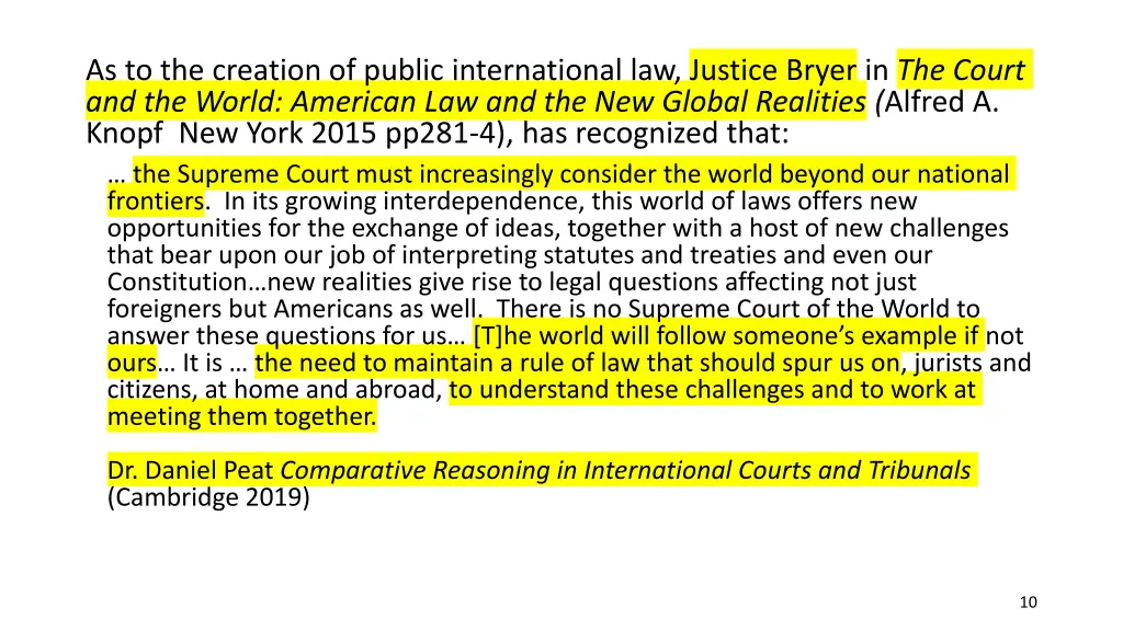 as to the creation of public international