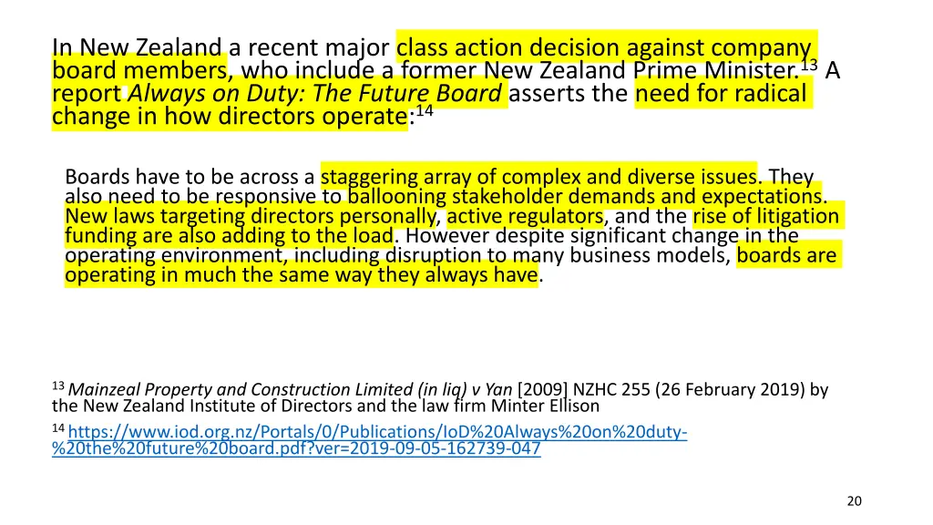 in new zealand a recent major class action