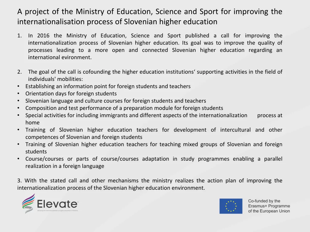 a project of the ministry of education science