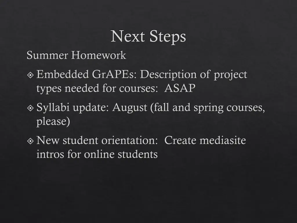 next steps