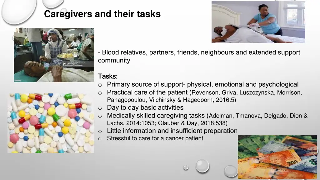 caregivers and their tasks