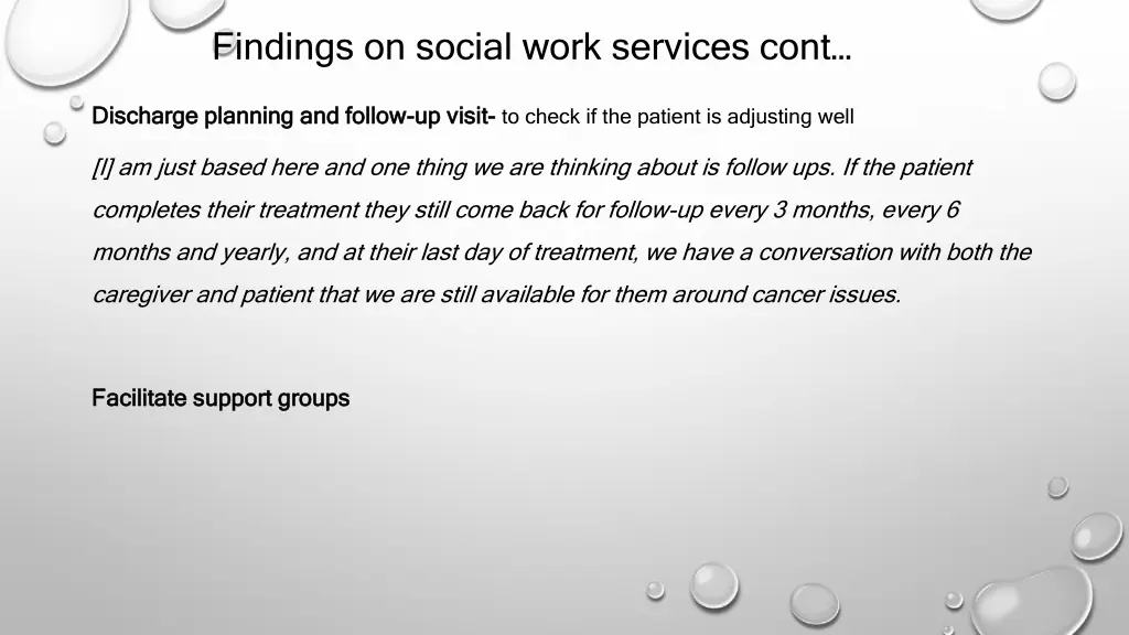 findings on social work services cont