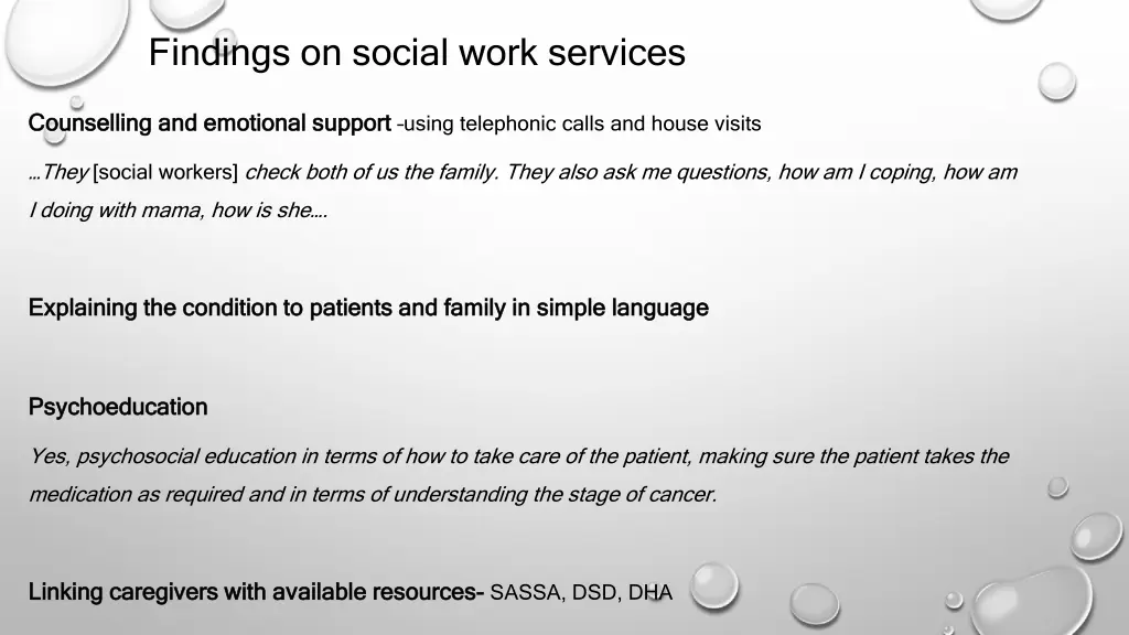 findings on social work services