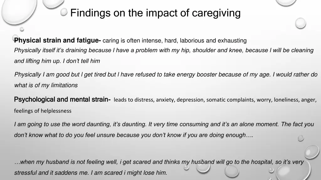 findings on the impact of caregiving