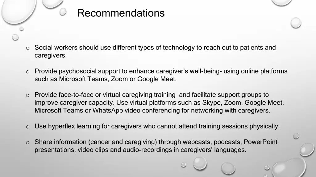 recommendations