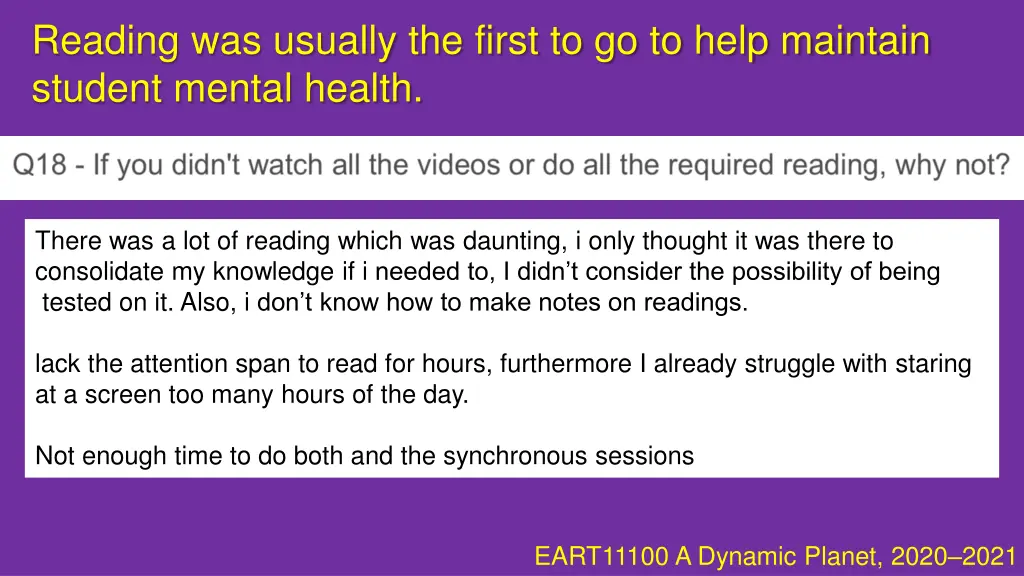 reading was usually the first to go to help