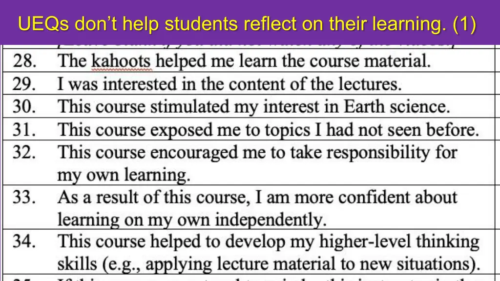 ueqs don t help students reflect on their