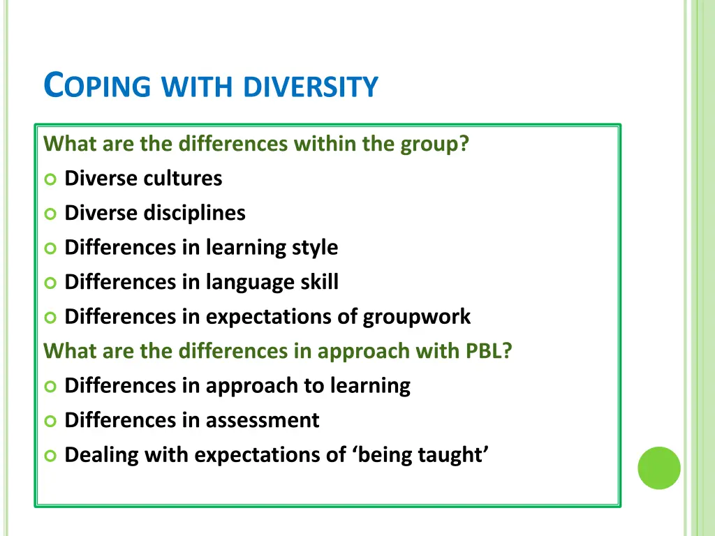 c oping with diversity