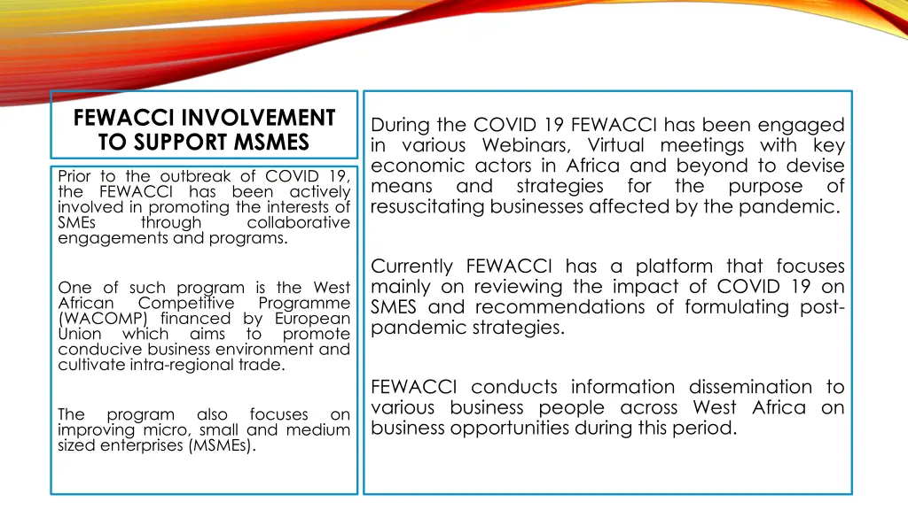 fewacci involvement to support msmes