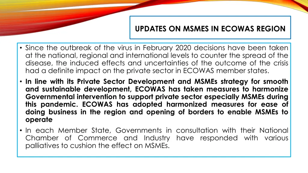 updates on msmes in ecowas region