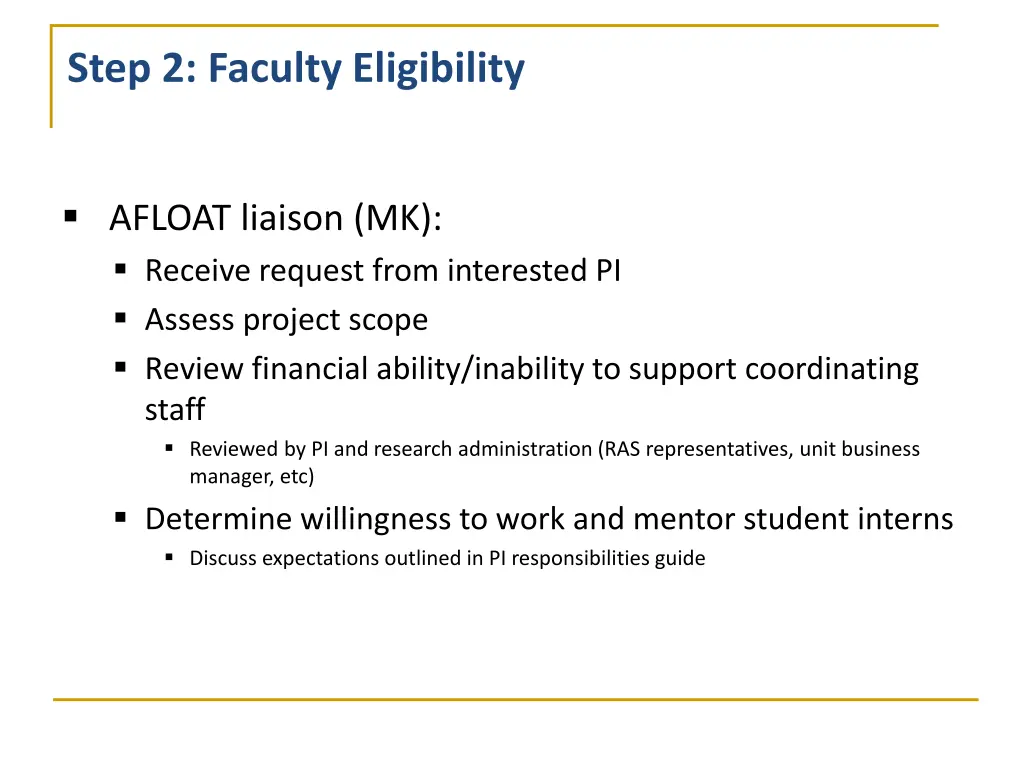 step 2 faculty eligibility