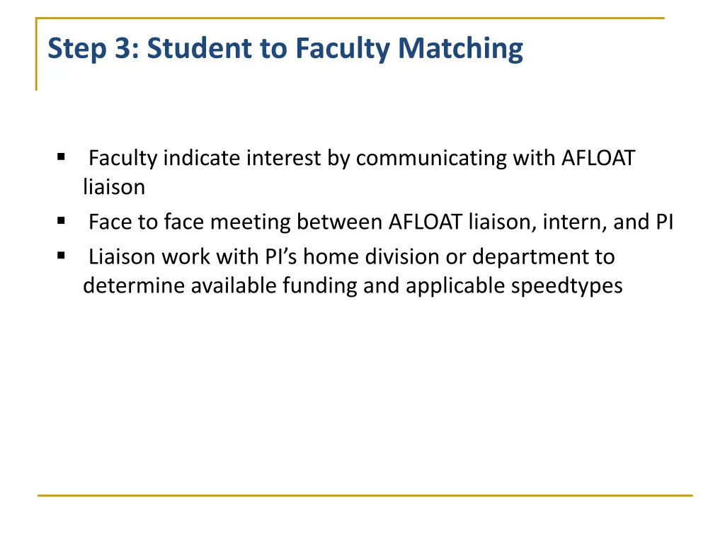 step 3 student to faculty matching