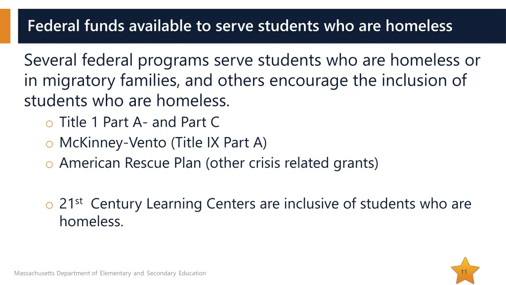 federal funds available to serve students