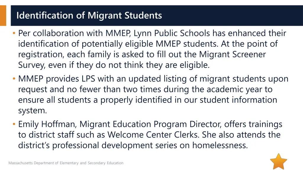 identification of migrant students