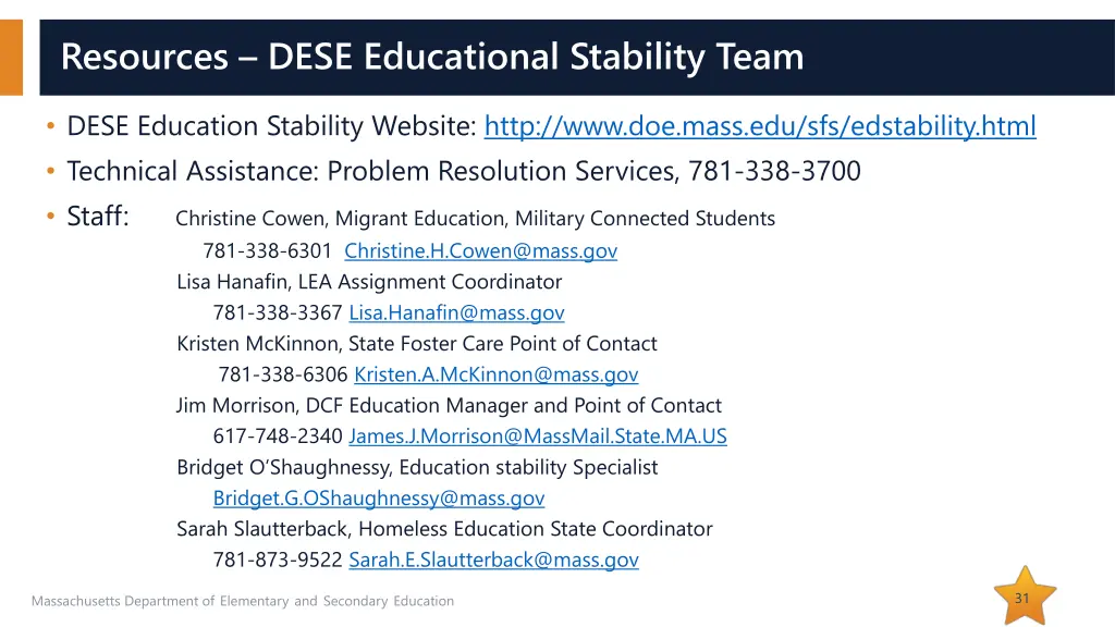 resources dese educational stability team